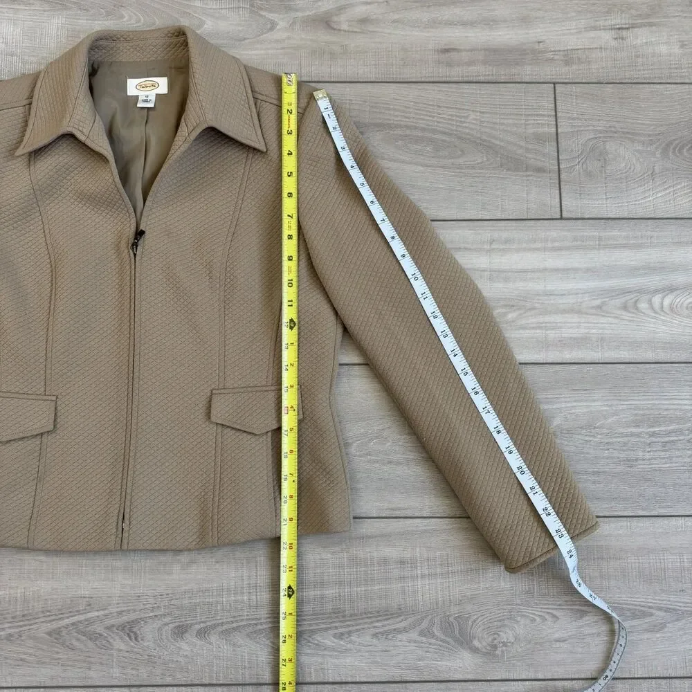 Talbots Women's Quilted Zip-Front Jacket in a classic Tan/Camel color, Size‎ 12